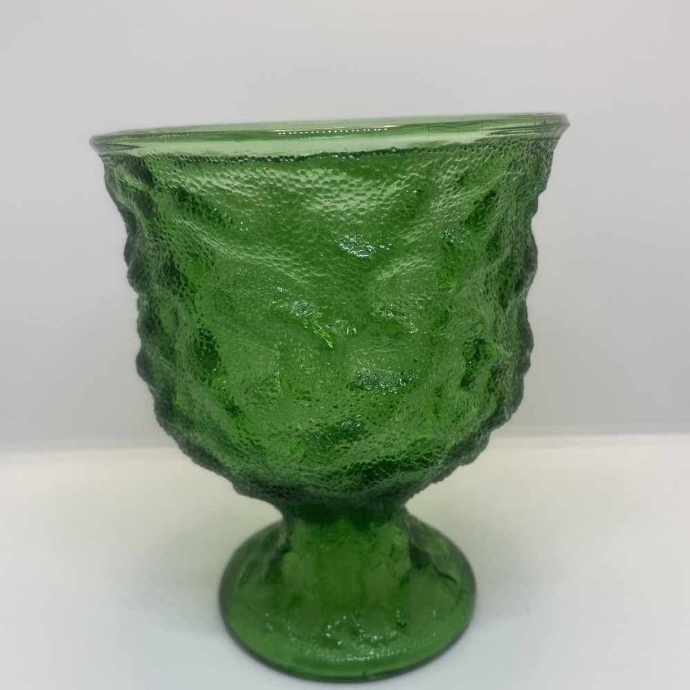 EO Brody Co.‎ Cleveland USA Green Crinkle Textured Glass Pedestal Vase Vintage
